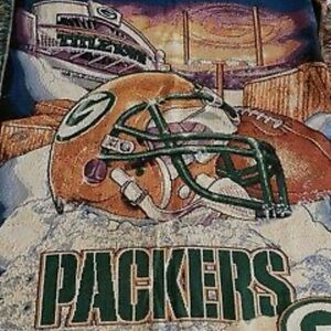 Vintage Green Bay Packers Northwest Company Blanket Super Bowl 60" 48" Tapestry